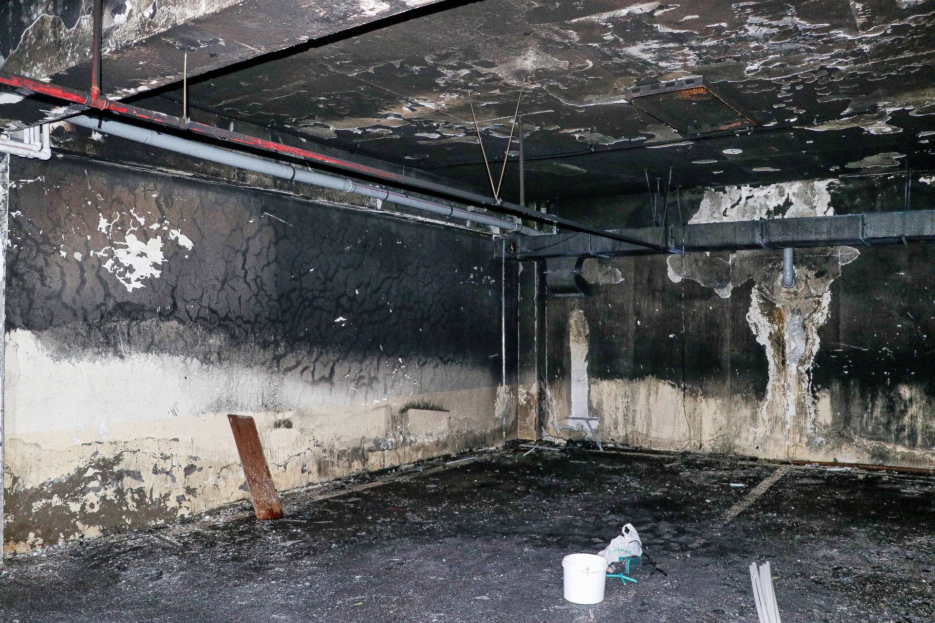 Fire Damage in Basement With Soot and Water Damage